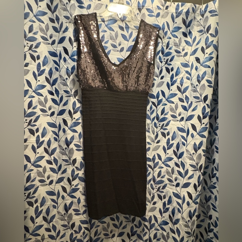 Guess Black Sequin Mini Dress